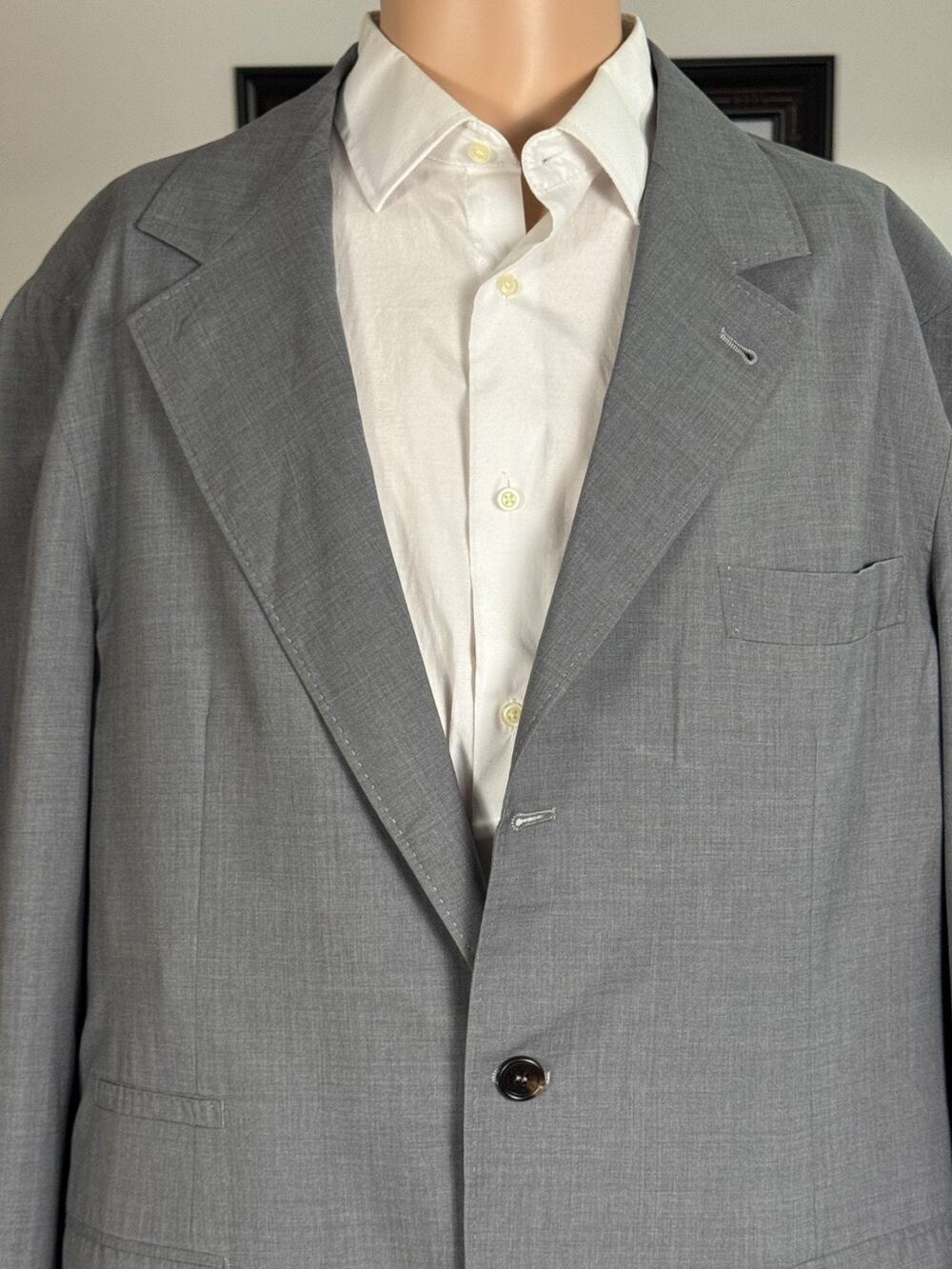 Brunello Cucinelli Gray Wool Silk Unstructured Blazer Suit Jacket 60 50R US Men